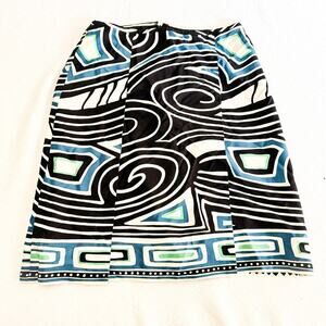 Linda Allerd Ellen Tracy Black White Patterned Striped Skirt Size 6 Petite